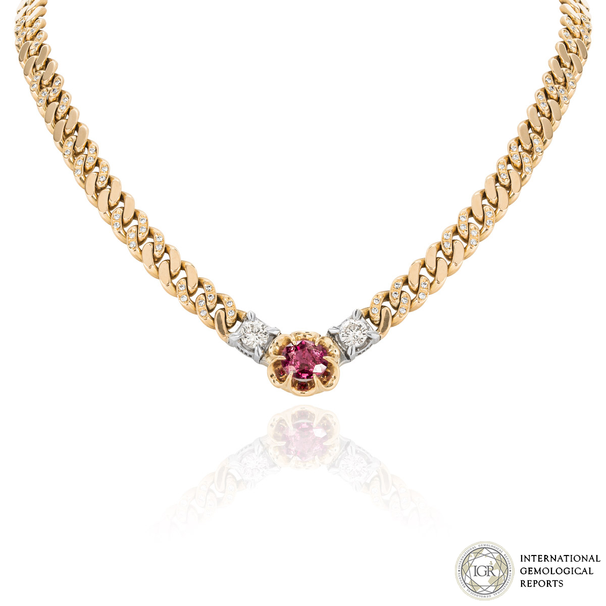 Yellow Gold Ruby & Diamond Necklace 2.40ct